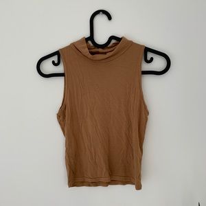 Camel Turtle Neck Crop Top